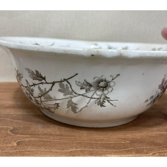 Antique Ironstone C H Tunstall Garfield Serving 9 Inch Bowl Brown Transferware - Picture 7 of 12